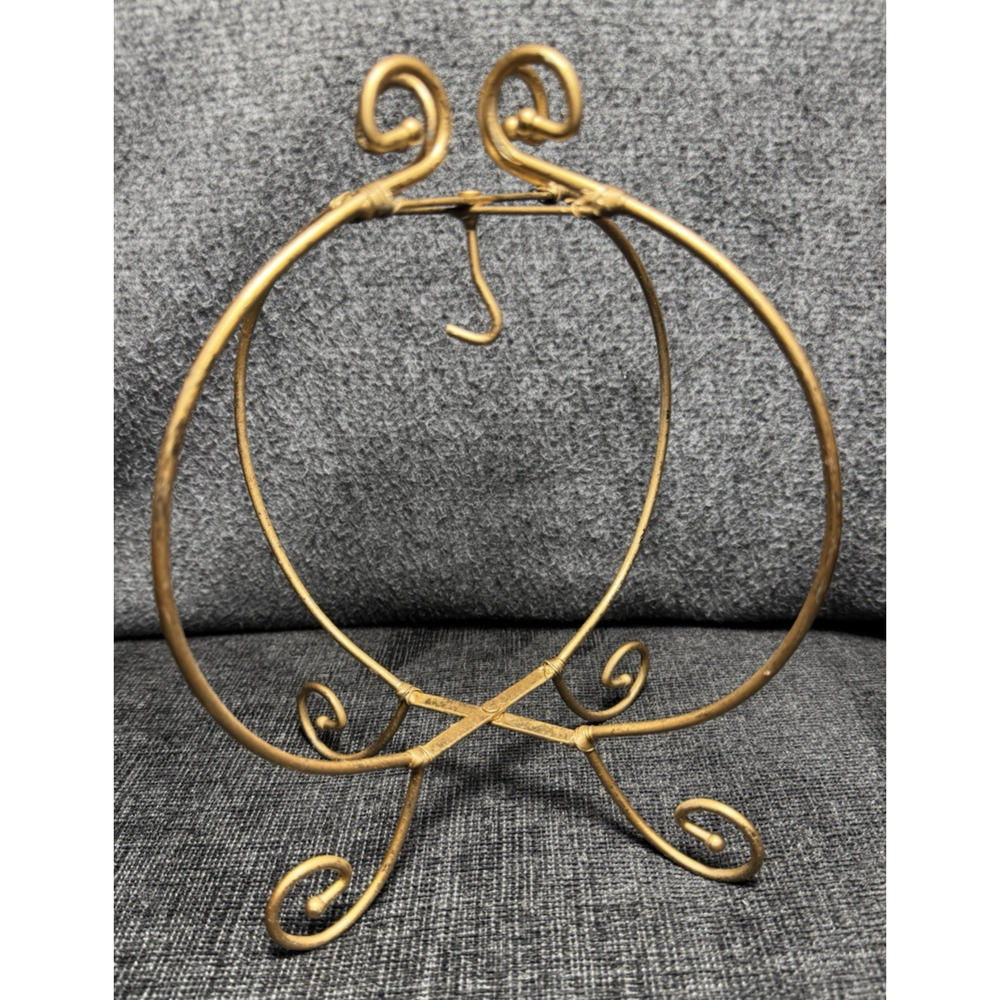 Pier 1 Gold Ornament Holder Display Stand Metal Decorative Tabletop Hanger Folds